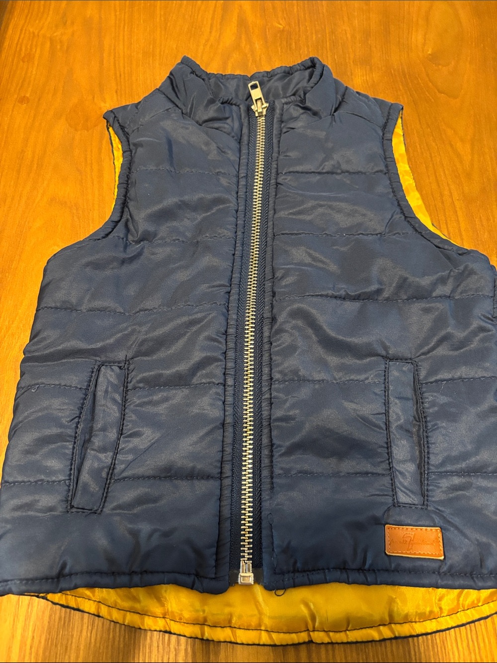 7 for all mankind Reversible Puffer Vest - Navy/Yellow - boys 12 months
